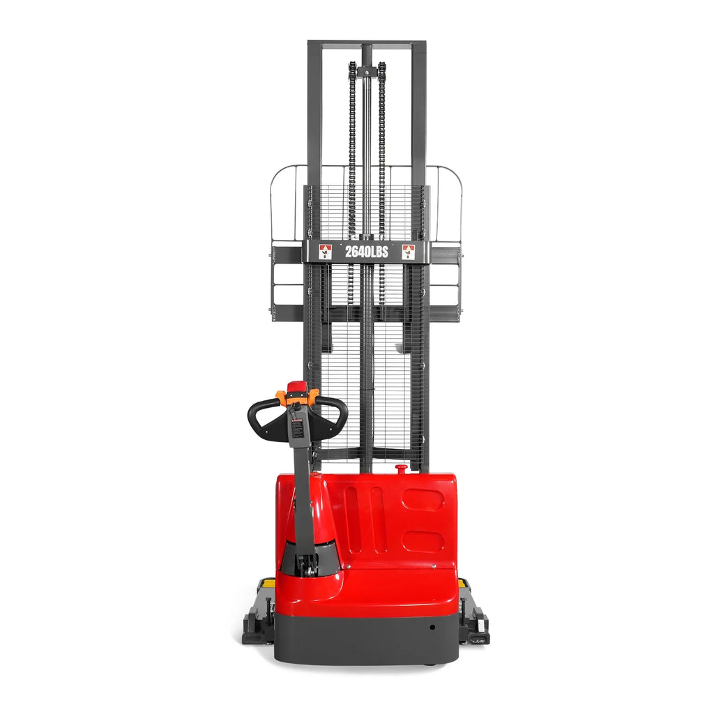MechMaxx 2640lbs Lithium-ion Electric Straddle Stacker,  118" Lift,  Adjustable Legs & Forks,  F26-118S