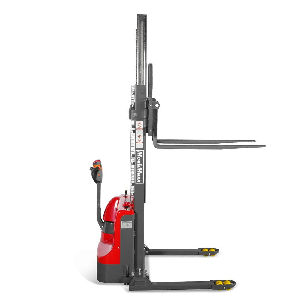 MechMaxx 2640lbs Lithium-ion Electric Straddle Stacker,  118" Lift,  Adjustable Legs & Forks,  F26-118S