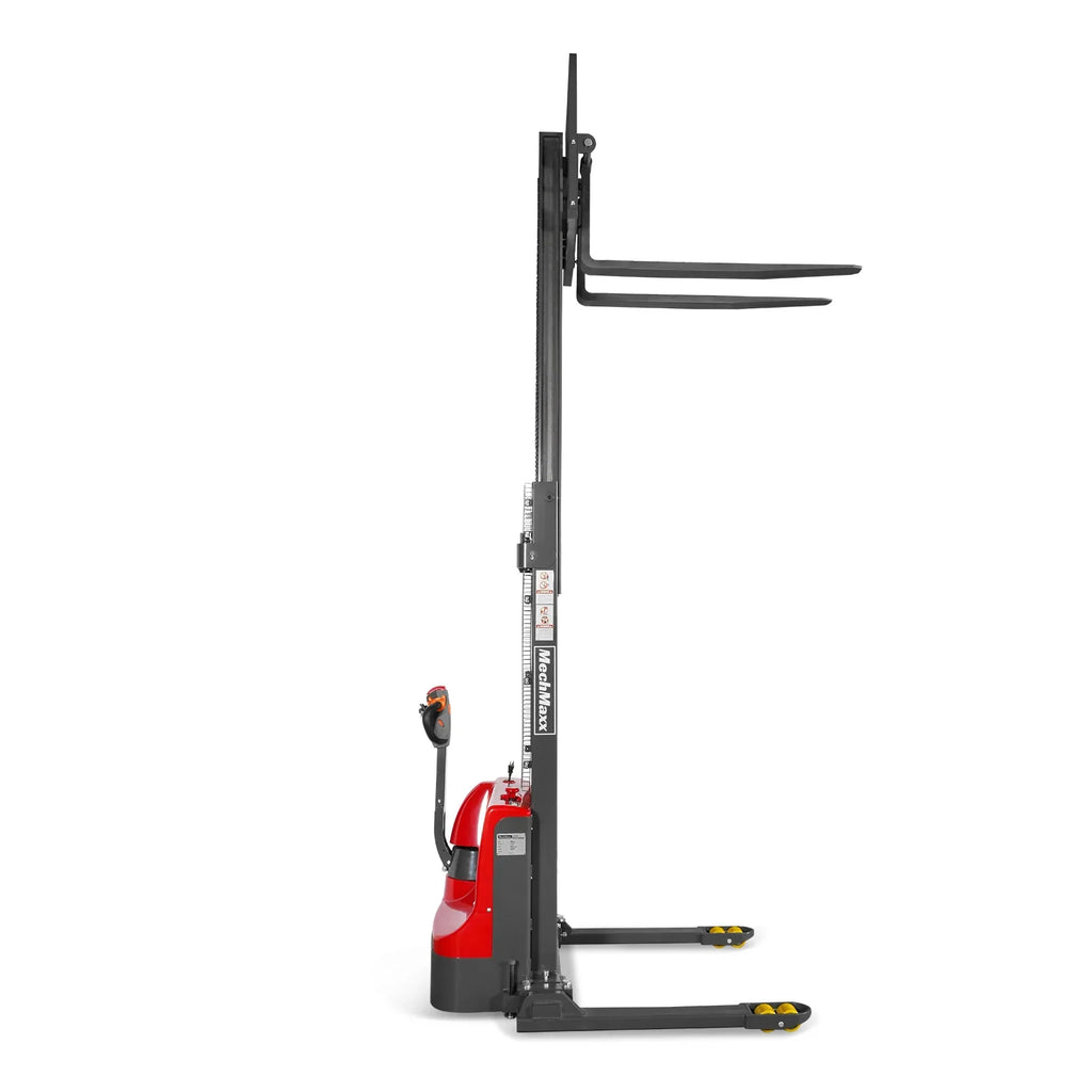MechMaxx 2640lbs Lithium-ion Electric Straddle Stacker,  118" Lift,  Adjustable Legs & Forks,  F26-118S