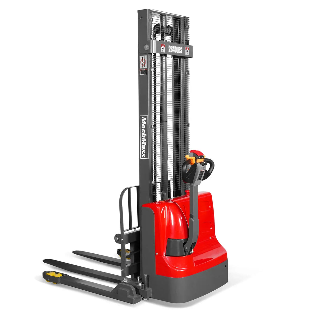 MechMaxx 2640lbs Lithium-ion Electric Straddle Stacker,  138" Lift,  Adjustable Legs & Forks,  F26-138S