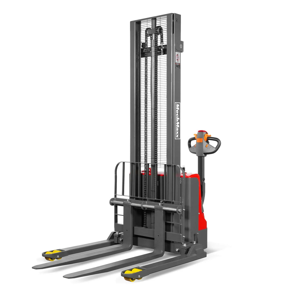 MechMaxx 2640lbs Lithium-ion Electric Straddle Stacker,  138" Lift,  Adjustable Legs & Forks,  F26-138S