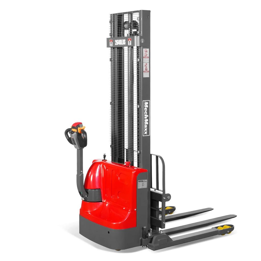 MechMaxx 2640lbs Lithium-ion Electric Straddle Stacker,  138" Lift,  Adjustable Legs & Forks,  F26-138S