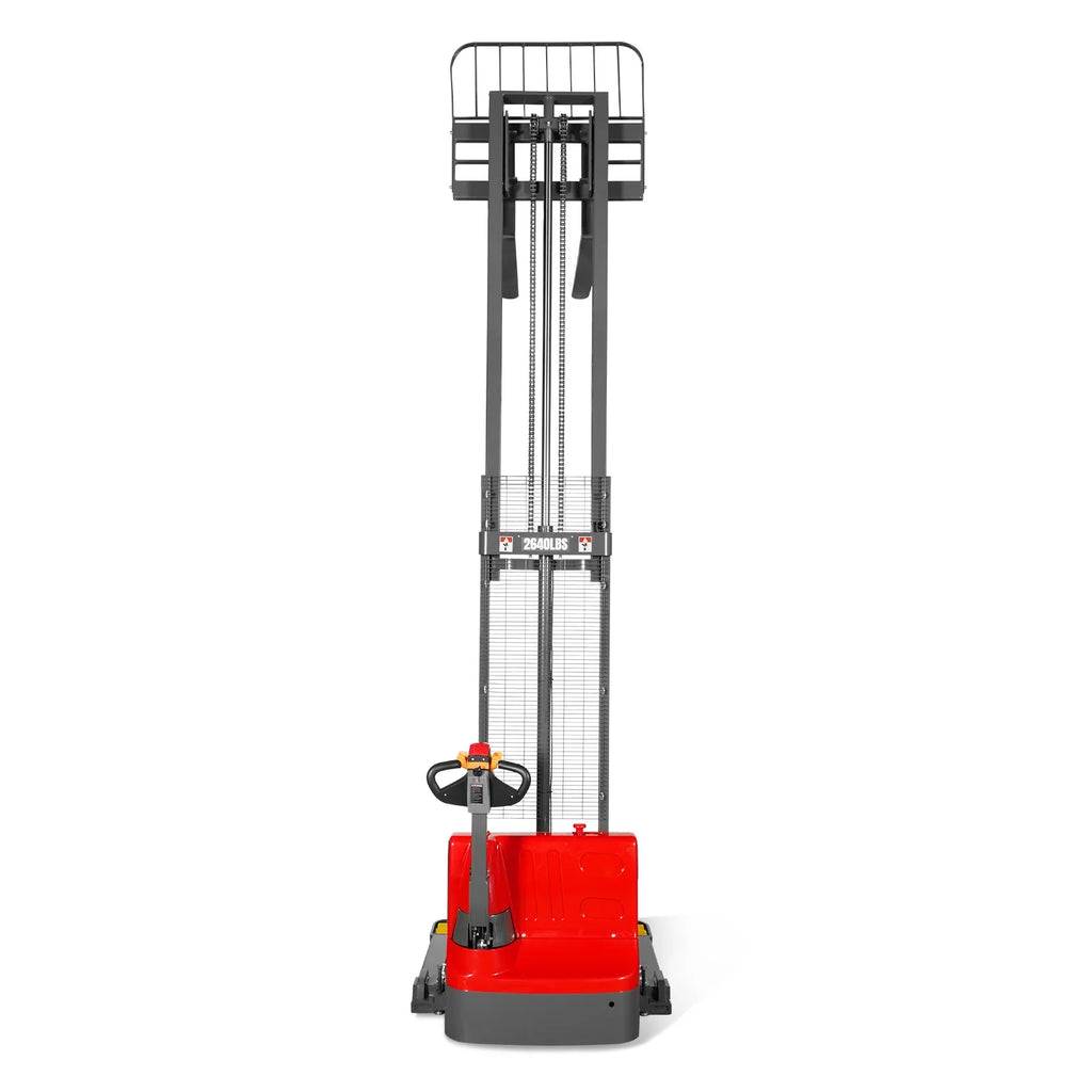 MechMaxx 2640lbs Lithium-ion Electric Straddle Stacker,  138" Lift,  Adjustable Legs & Forks,  F26-138S