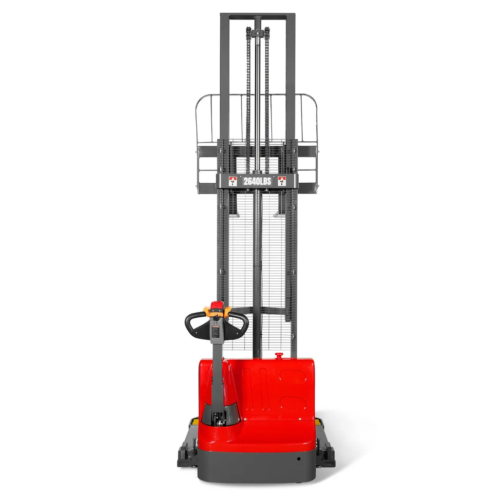 MechMaxx 2640lbs Lithium-ion Electric Straddle Stacker,  138" Lift,  Adjustable Legs & Forks,  F26-138S