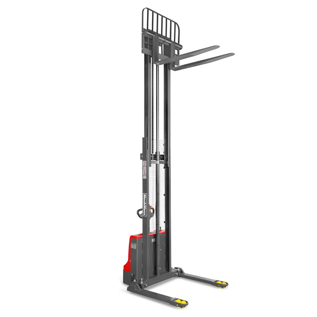 MechMaxx 2640lbs Lithium-ion Electric Straddle Stacker,  138" Lift,  Adjustable Legs & Forks,  F26-138S