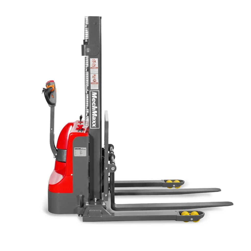 MechMaxx 2640lbs Lithium-ion Electric Straddle Stacker,  98" Lift,  Adjustable Legs & Forks,  F26-98S