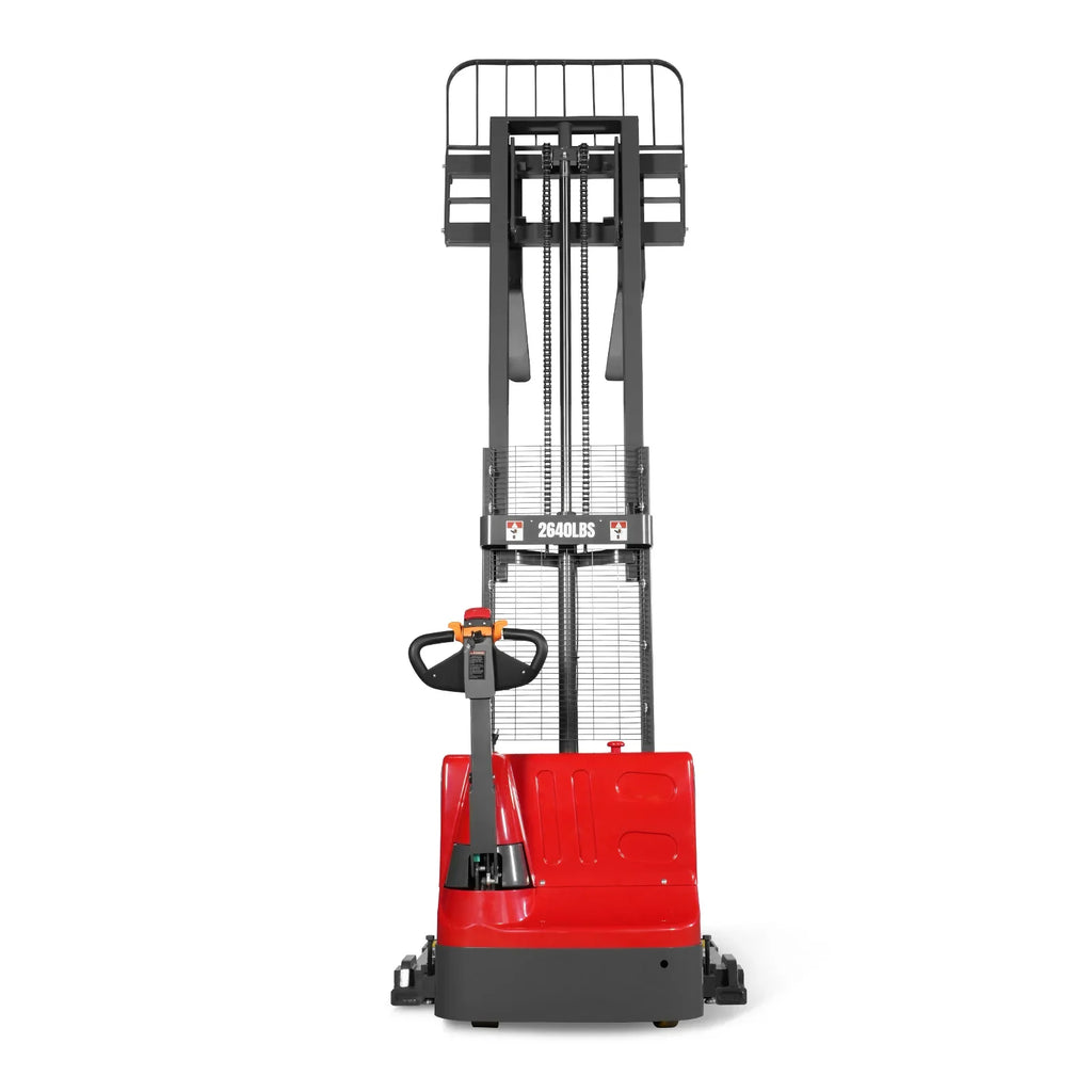 MechMaxx 2640lbs Lithium-ion Electric Straddle Stacker,  98" Lift,  Adjustable Legs & Forks,  F26-98S