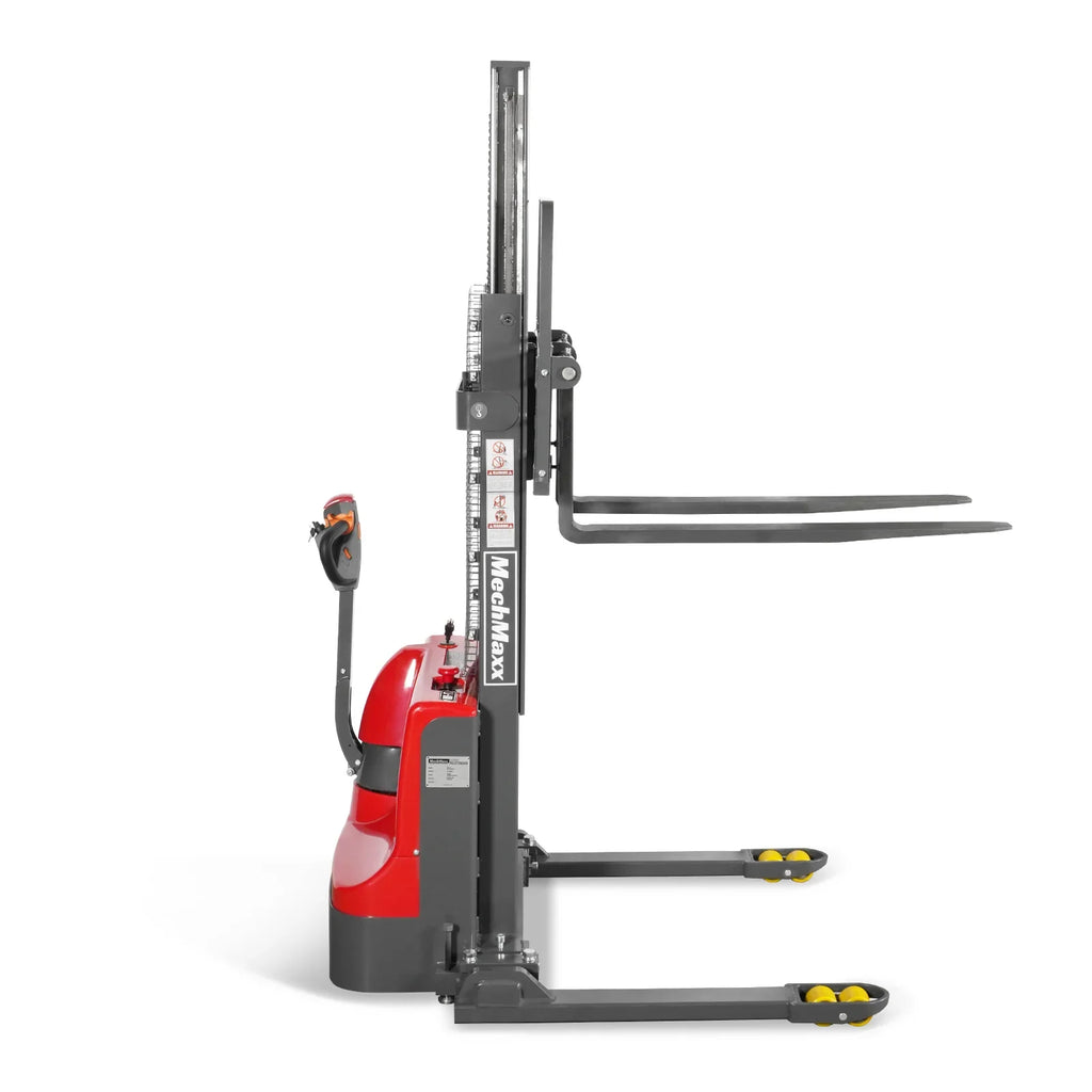 MechMaxx 2640lbs Lithium-ion Electric Straddle Stacker,  98" Lift,  Adjustable Legs & Forks,  F26-98S