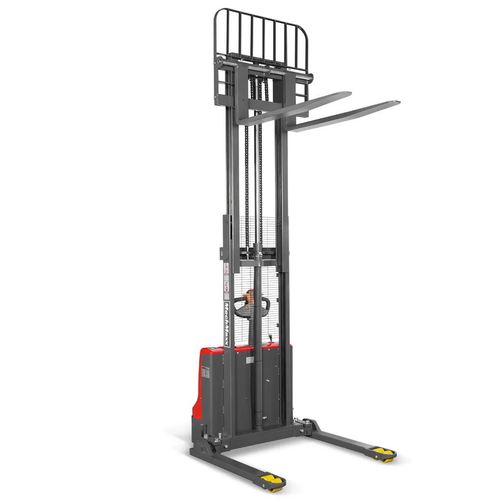 MechMaxx 2640lbs Lithium-ion Electric Straddle Stacker,  98" Lift,  Adjustable Legs & Forks,  F26-98S