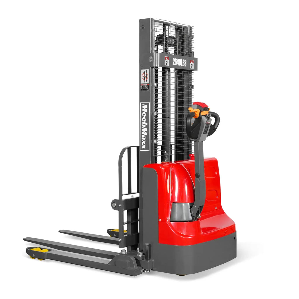 MechMaxx 2640lbs Lithium-ion Electric Straddle Stacker,  98" Lift,  Adjustable Legs & Forks,  F26-98S
