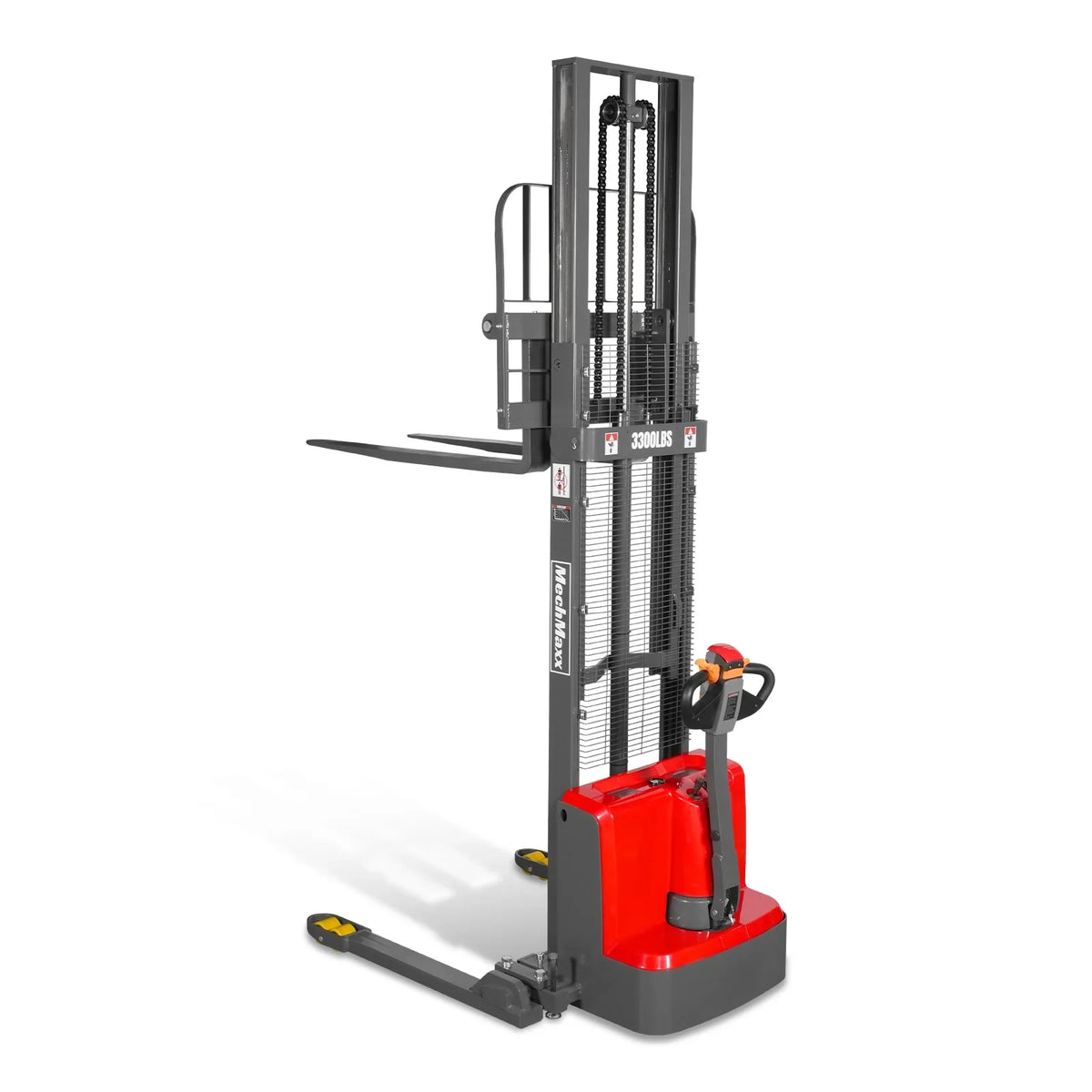 MechMaxx 3300lbs Lithium-ion Electric Straddle Stacker,  118" Lift,  Adjustable Legs & Forks,  F33-118S