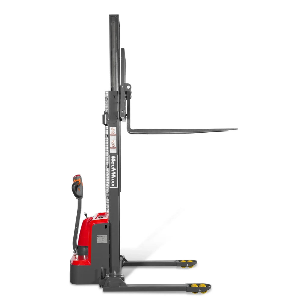MechMaxx 3300lbs Lithium-ion Electric Straddle Stacker,  118" Lift,  Adjustable Legs & Forks,  F33-118S