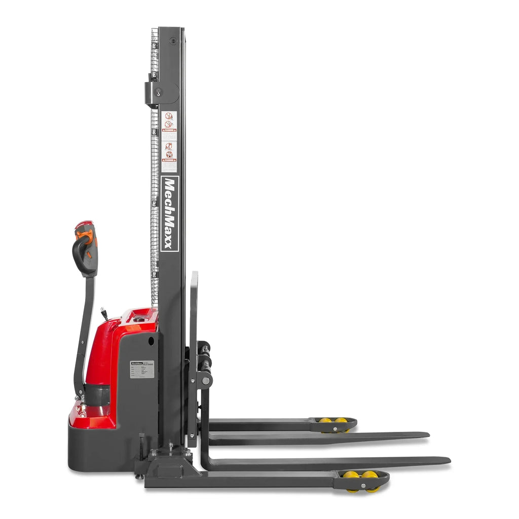 MechMaxx 3300lbs Lithium-ion Electric Straddle Stacker,  118" Lift,  Adjustable Legs & Forks,  F33-118S