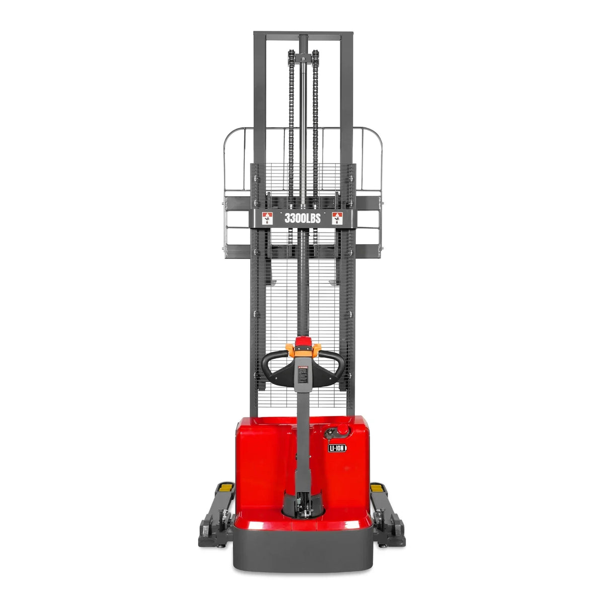 MechMaxx 3300lbs Lithium-ion Electric Straddle Stacker,  118" Lift,  Adjustable Legs & Forks,  F33-118S