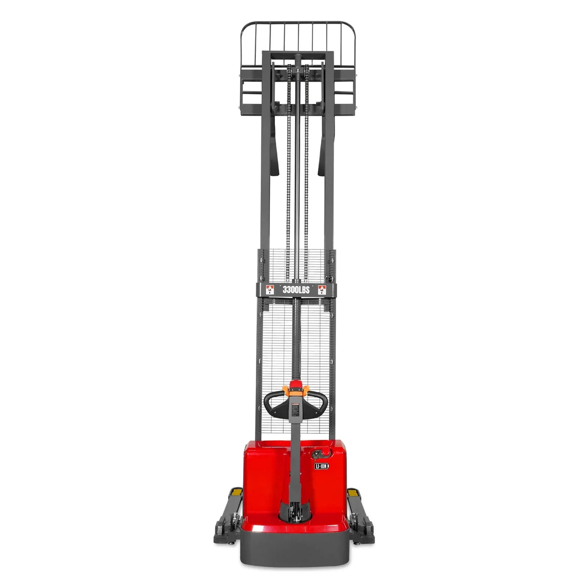 MechMaxx 3300lbs Lithium-ion Electric Straddle Stacker,  118" Lift,  Adjustable Legs & Forks,  F33-118S
