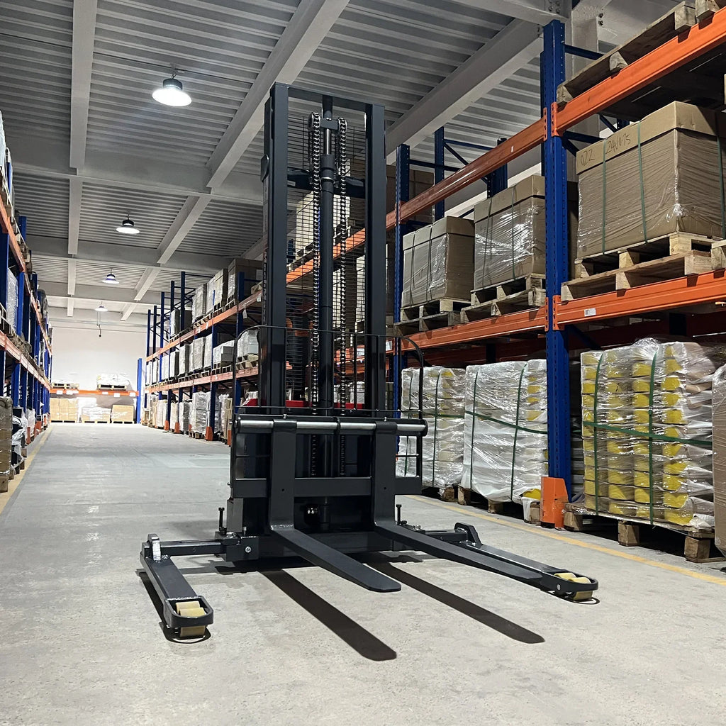 MechMaxx 3300lbs Lithium-ion Electric Straddle Stacker,  118" Lift,  Adjustable Legs & Forks,  F33-118S