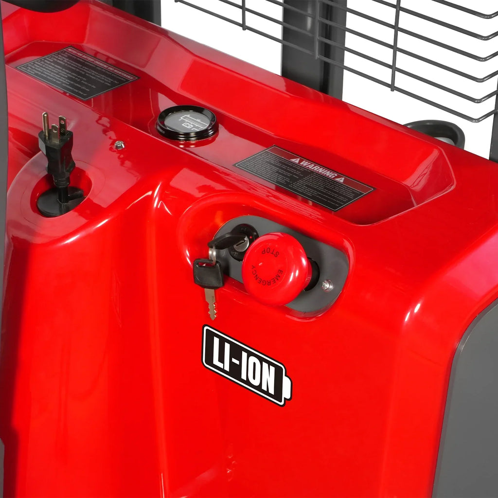 MechMaxx 3300lbs Lithium-ion Electric Straddle Stacker,  118" Lift,  Adjustable Legs & Forks,  F33-118S