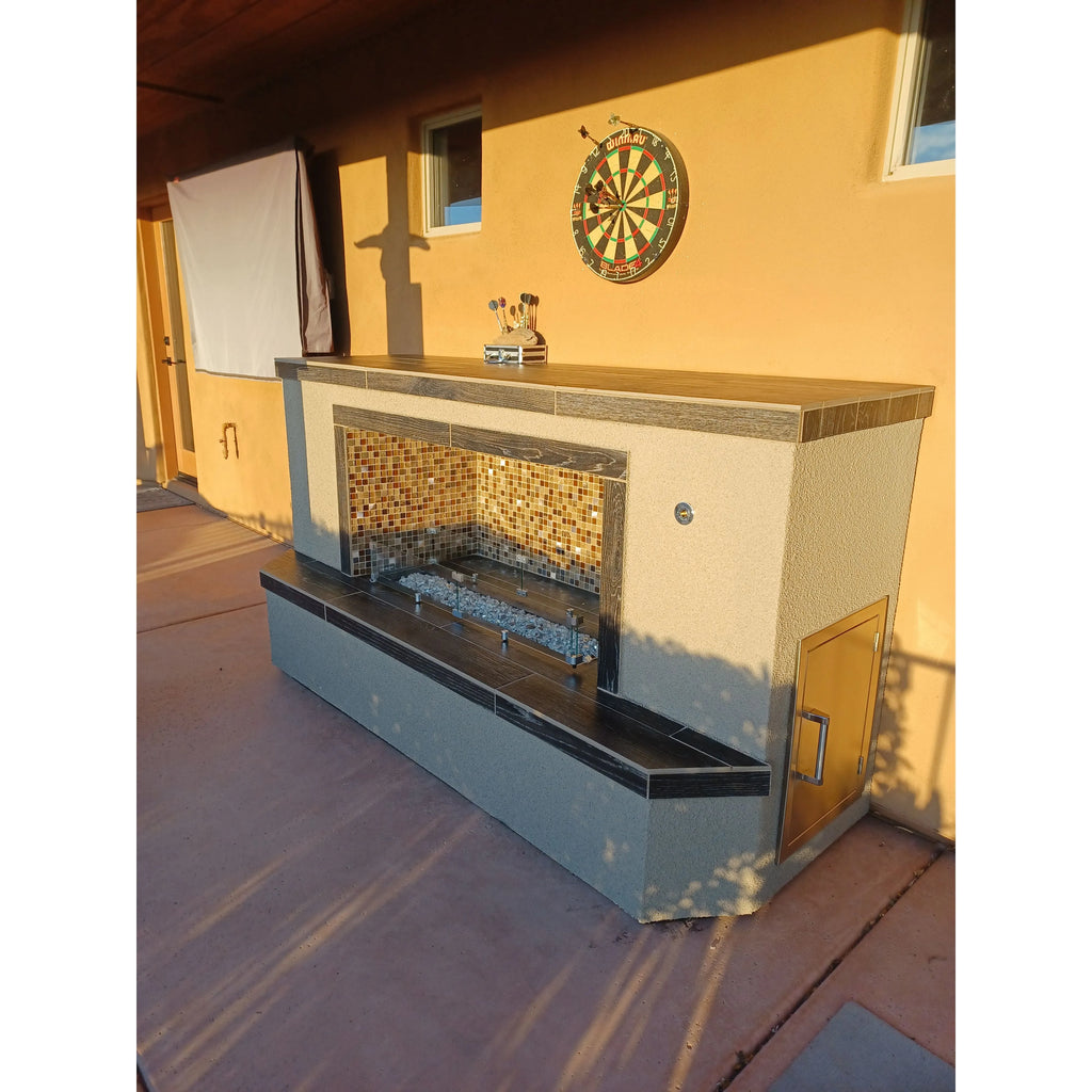 KoKoMo Grills Entertainer 7-Foot Outdoor Gas Fireplace – Built-In Fireplace - 35,000 BTU - Natural Gas or Propane