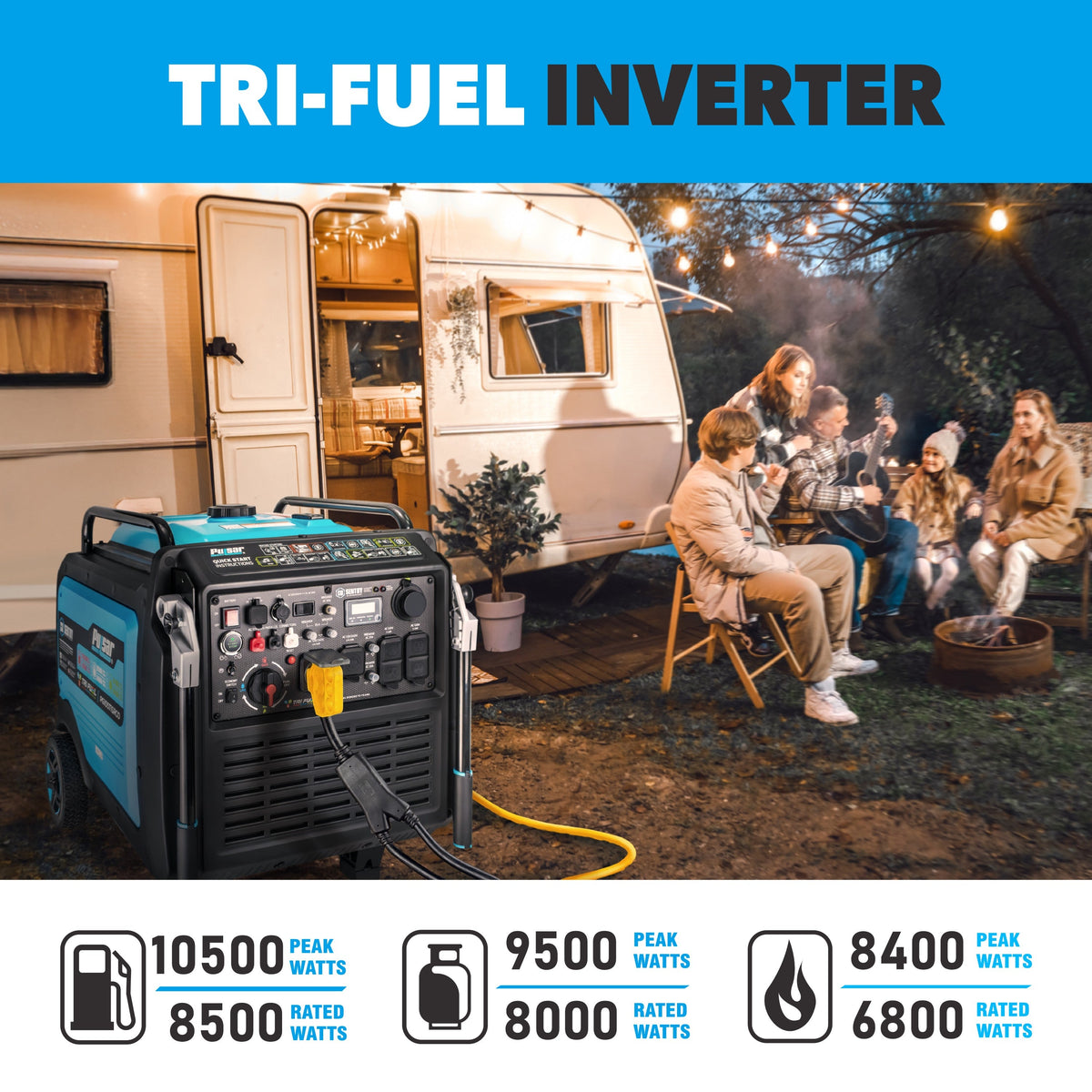 Pulsar 10,500 Watt Tri-Fuel Inverter Generator with CO Sentry