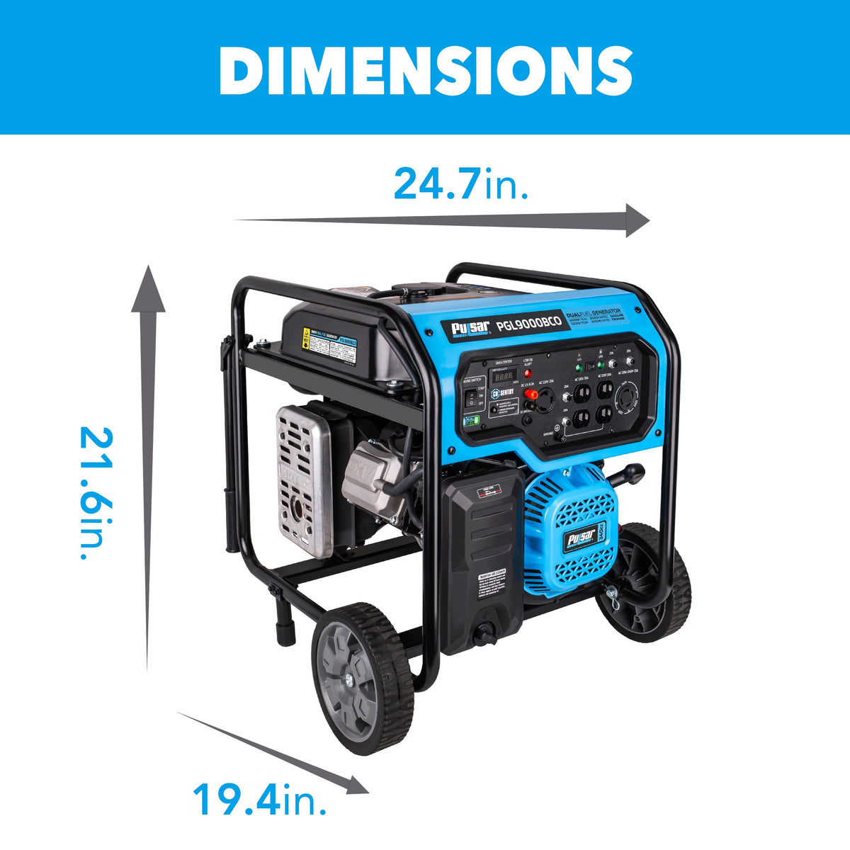 Pulsar 9,500 Watt Dual-Fuel Inverter Generator with CO Sentry