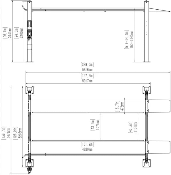 Katool 11,000 lb 4 Post Vehicle Lift - KT-4H110 - Heavy Duty Shop Lift