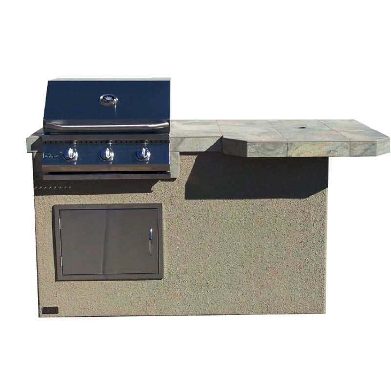 Kokomo Grills Mini Maui 6 ft. Square Bar Top Island – 26-Inch Built-In Gas Grill - Outdoor Kitchen Island