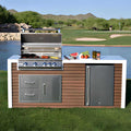 Kokomo Grills Professional Shiplap Outdoor Kitchen Island with Waterfall Edge – 32-Inch 4-Burner Gas Grill