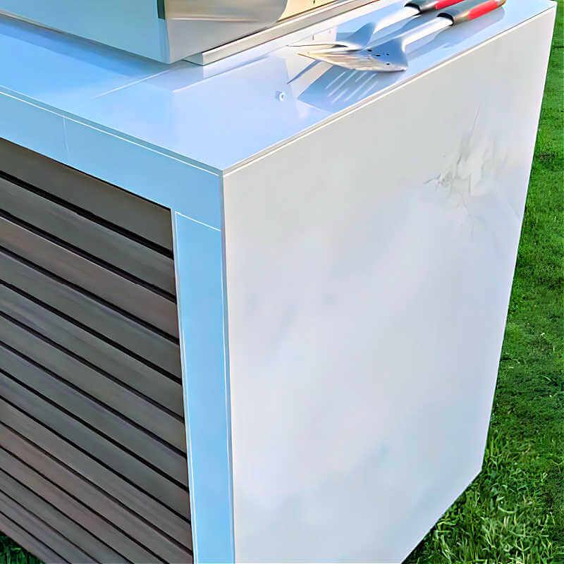 Kokomo Grills Professional Shiplap Outdoor Kitchen Island with Waterfall Edge – 32-Inch 4-Burner Gas Grill