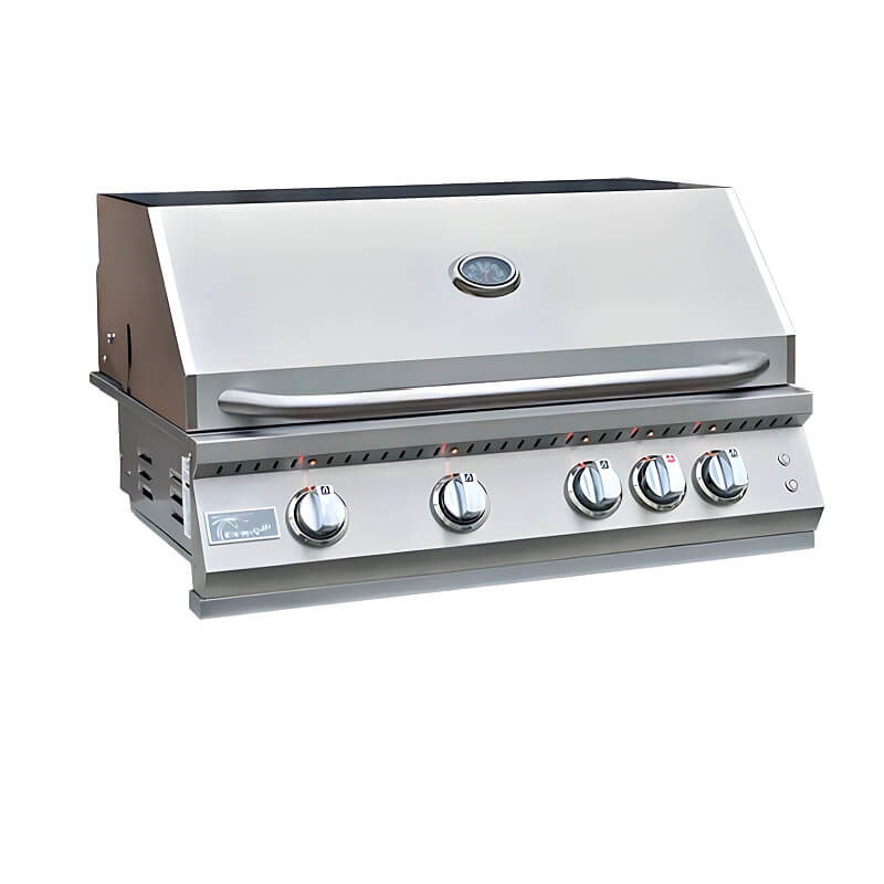 Kokomo Grills Professional Shiplap Outdoor Kitchen Island with Waterfall Edge – 32-Inch 4-Burner Gas Grill