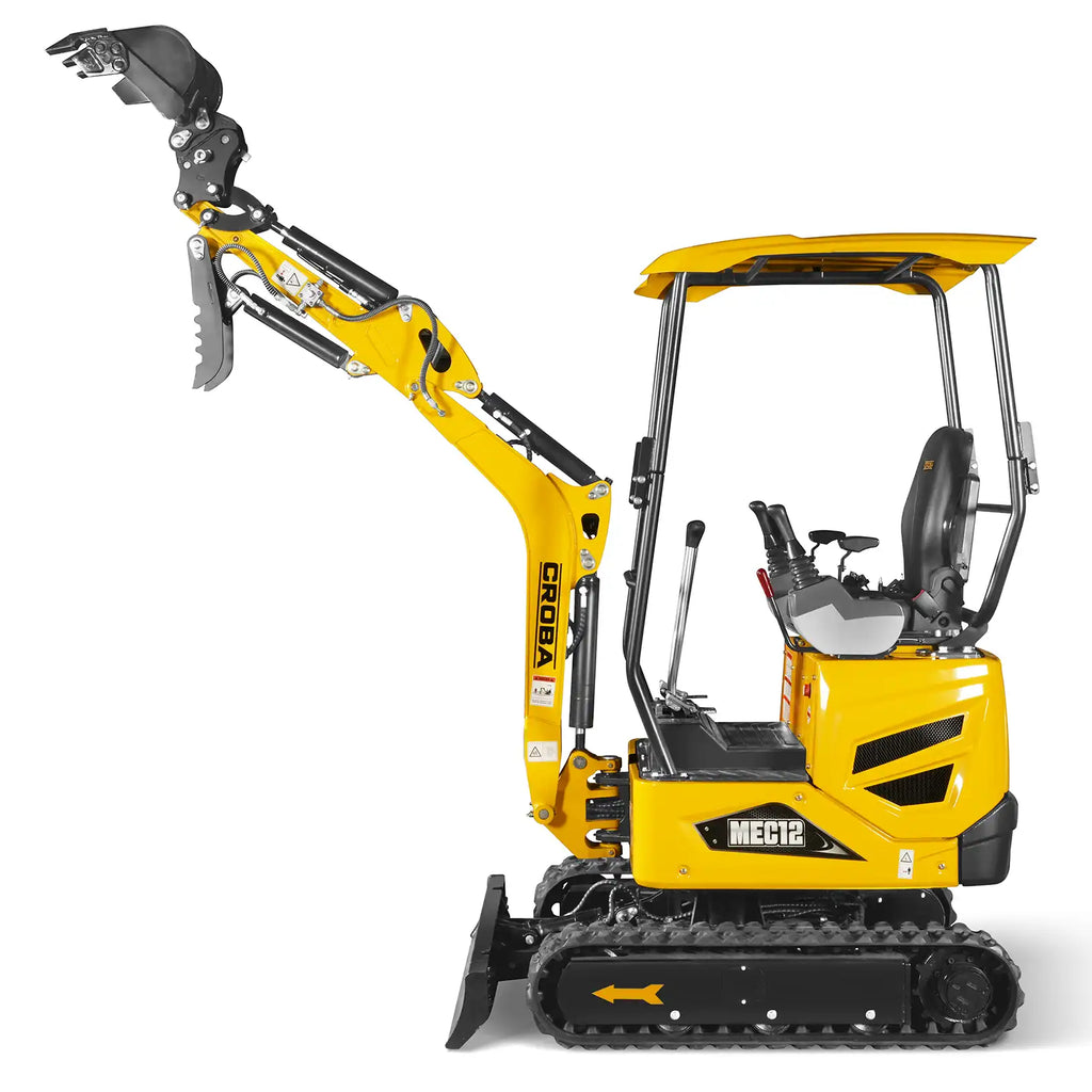 MechMaxx 1.2 Ton Mini Excavator – Kubota D722 Diesel Engine, 65.7" Dig Depth, 2700 lb Compact Excavator (MEC12)