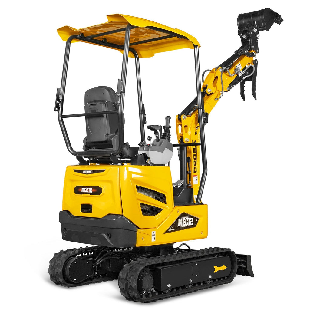 MechMaxx 1.2 Ton Mini Excavator – Kubota D722 Diesel Engine, 65.7" Dig Depth, 2700 lb Compact Excavator (MEC12)