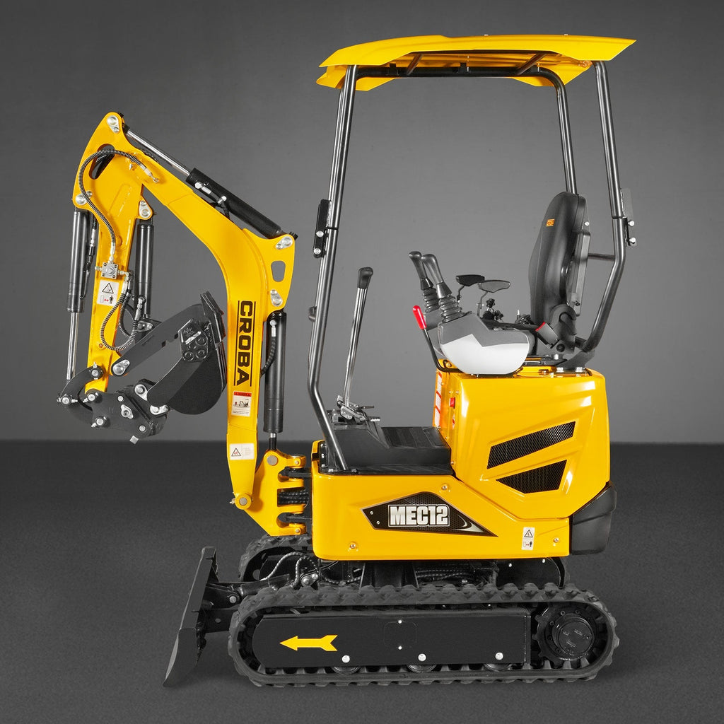 MechMaxx 1.2 Ton Mini Excavator – Kubota D722 Diesel Engine, 65.7" Dig Depth, 2700 lb Compact Excavator (MEC12)