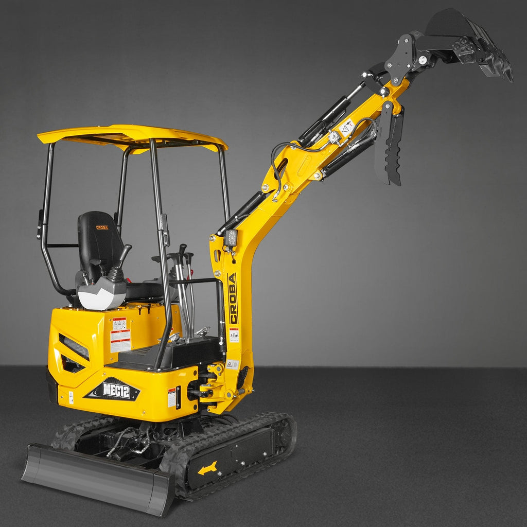 MechMaxx 1.2 Ton Mini Excavator – Kubota D722 Diesel Engine, 65.7" Dig Depth, 2700 lb Compact Excavator (MEC12)