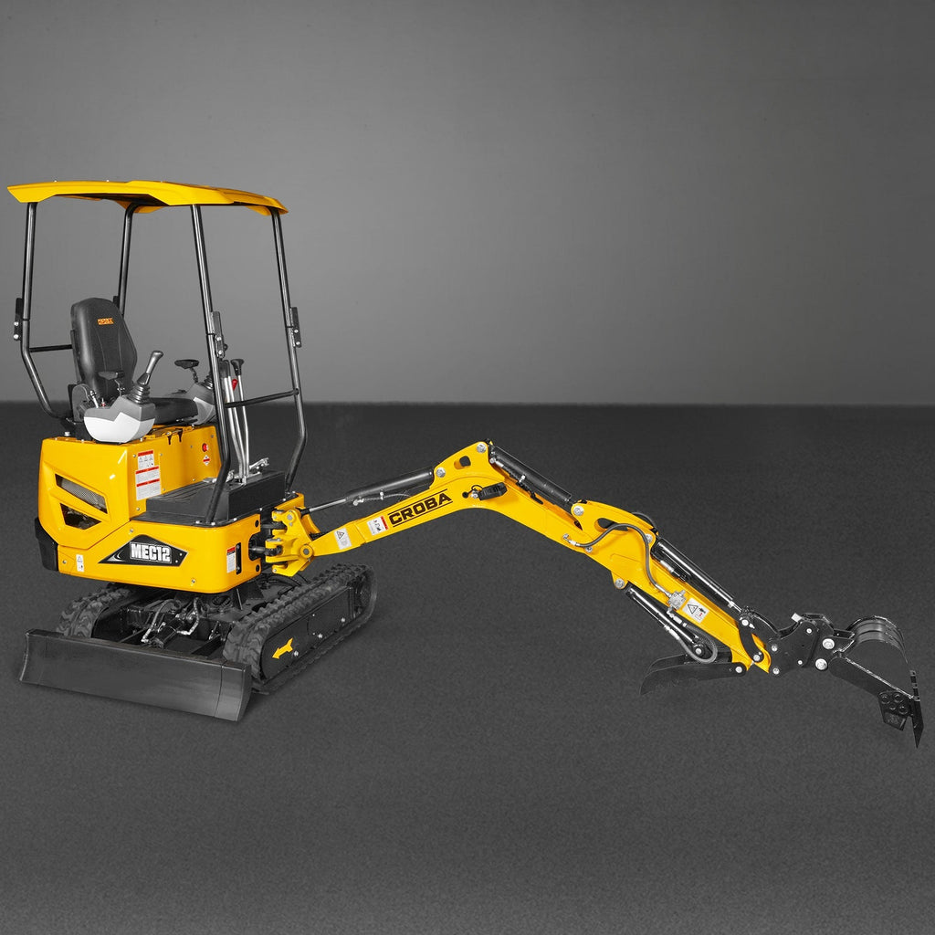 MechMaxx 1.2 Ton Mini Excavator – Kubota D722 Diesel Engine, 65.7" Dig Depth, 2700 lb Compact Excavator (MEC12)