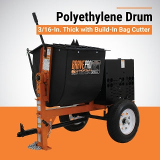 Brave Mortar Mixer | 8 Cu. Ft. Poly Drum | Honda GX240