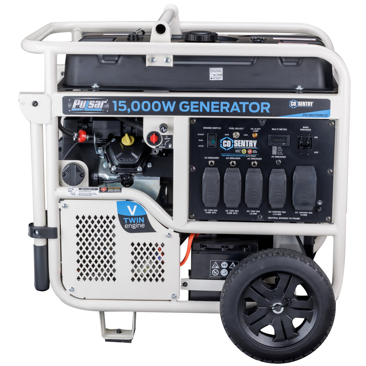 Pulsar 15,000 Watt Dual-Fuel Portable Generator with CO Sentry