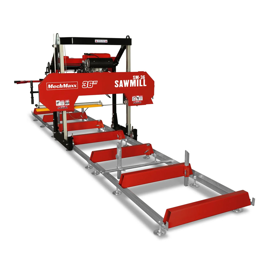 MechMaxx 36" MAX Portable Sawmill, 25HP 688cc HONDA GX690 V-Twin Engine, 35" Board Width, 20' Track Length, SM36-HMAX