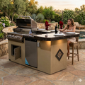 Kokomo Grills St. John BBQ Island – 32-Inch 4-Burner Gas Grill with L-Shaped Bar - Outdoor Kitchen Island