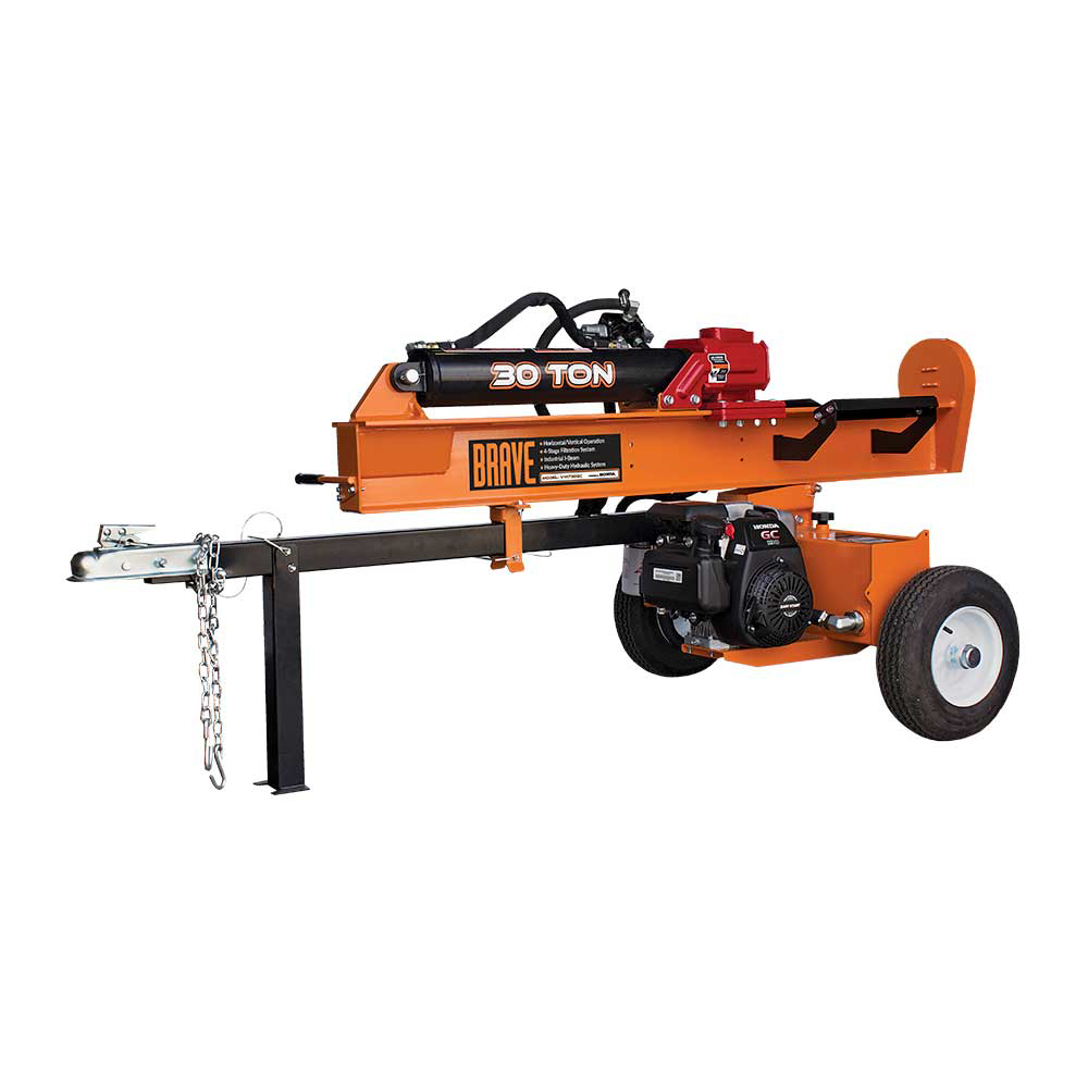 Brave Tow Behind Log Splitter 30-Ton Vertical/Horizontal Portable Gas with Honda GC190 Engine