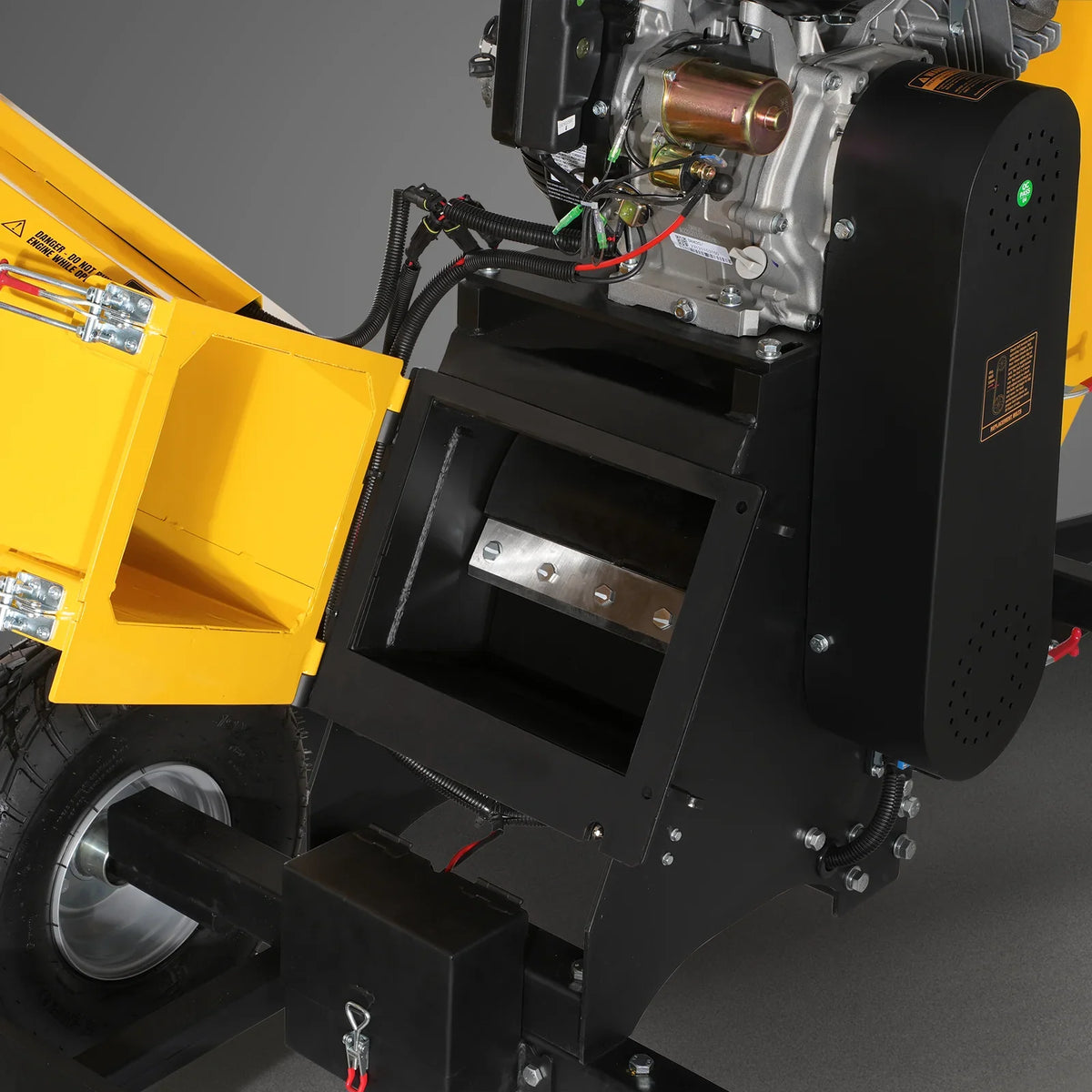 MechMaxx 6 inch E-start Zonsen 459cc 15hp Gas Powered 4 - Wheel Drum Wood Chipper with Taillight ,  B150