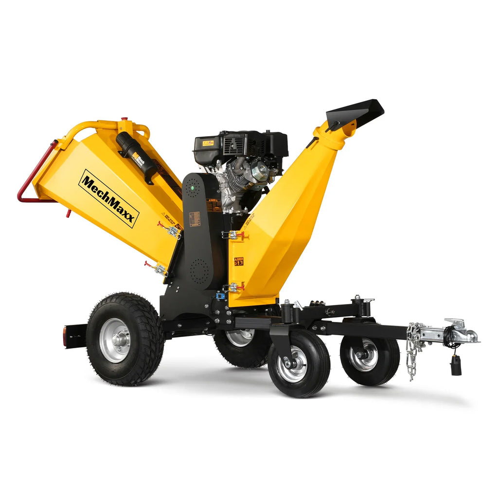 MechMaxx 6 inch E-start Zonsen 459cc 15hp Gas Powered 4 - Wheel Drum Wood Chipper with Taillight ,  B150