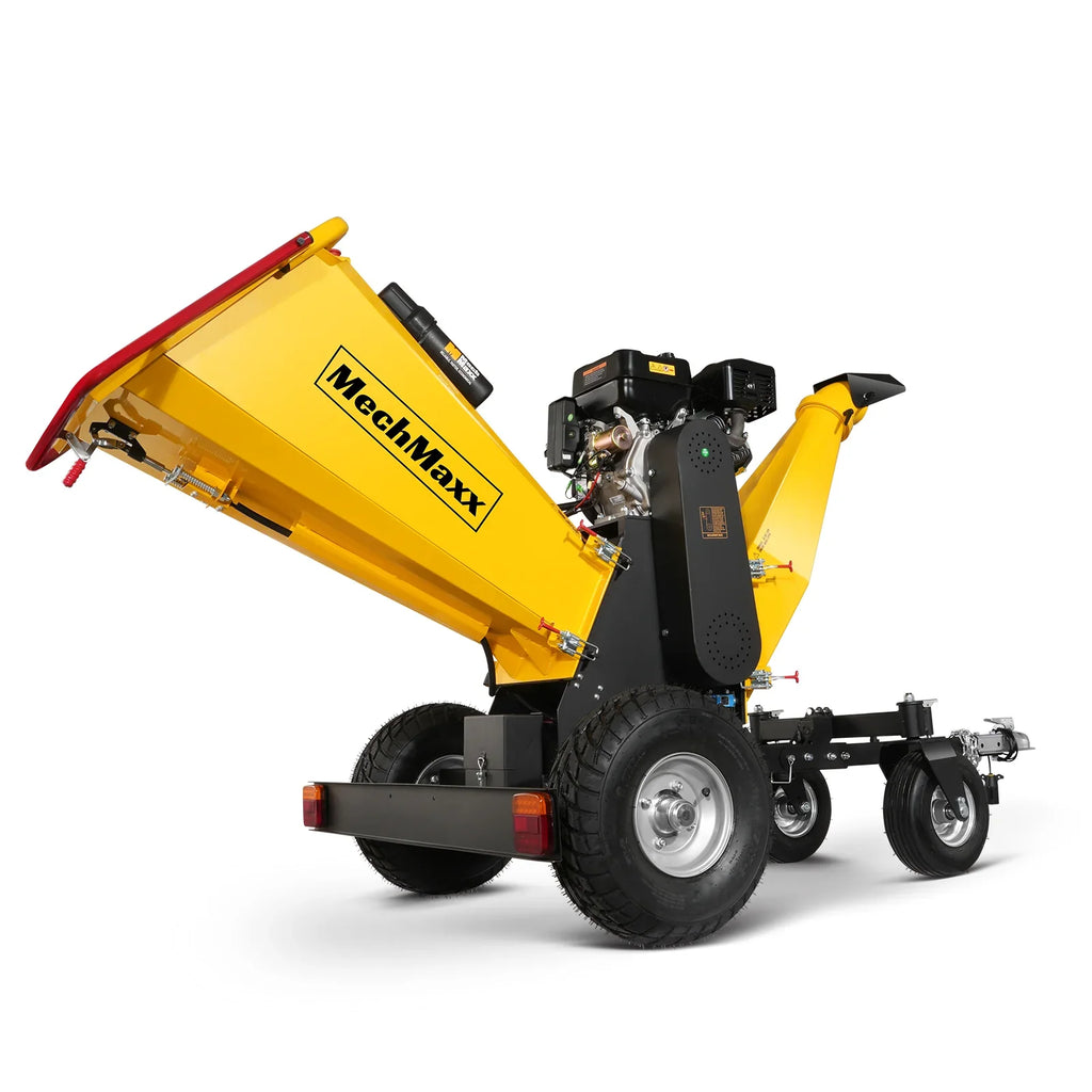 MechMaxx 6 inch E-start Zonsen 459cc 15hp Gas Powered 4 - Wheel Drum Wood Chipper with Taillight ,  B150