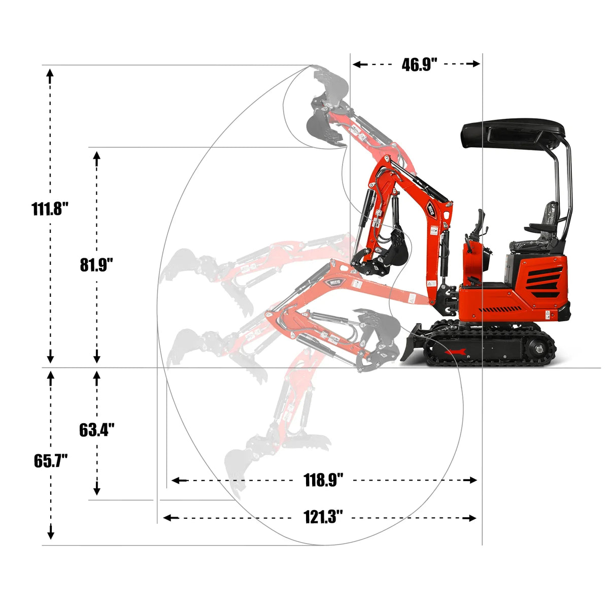MechMaxx 1 Ton Mini Excavator – Honda GX390 Engine, 65.7" Dig Depth, 2280 lb Compact Mini Excavator (MEC10)