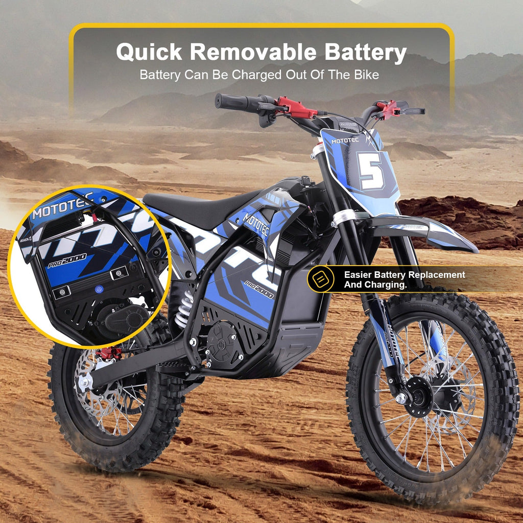 MotoTec Pro 60V/15.6Ah 2000W Off-Road Electric Dirt Bike (HP115E)