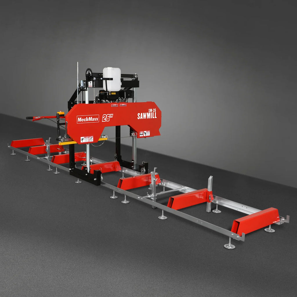 MechMaxx 26" Portable Sawmill, KOHLER CH440 429cc E-Start Gasoline Engine, 20" Board Width, 20' Track Length (13' Track Length + 6.4' Track Extension Included) , SM-26