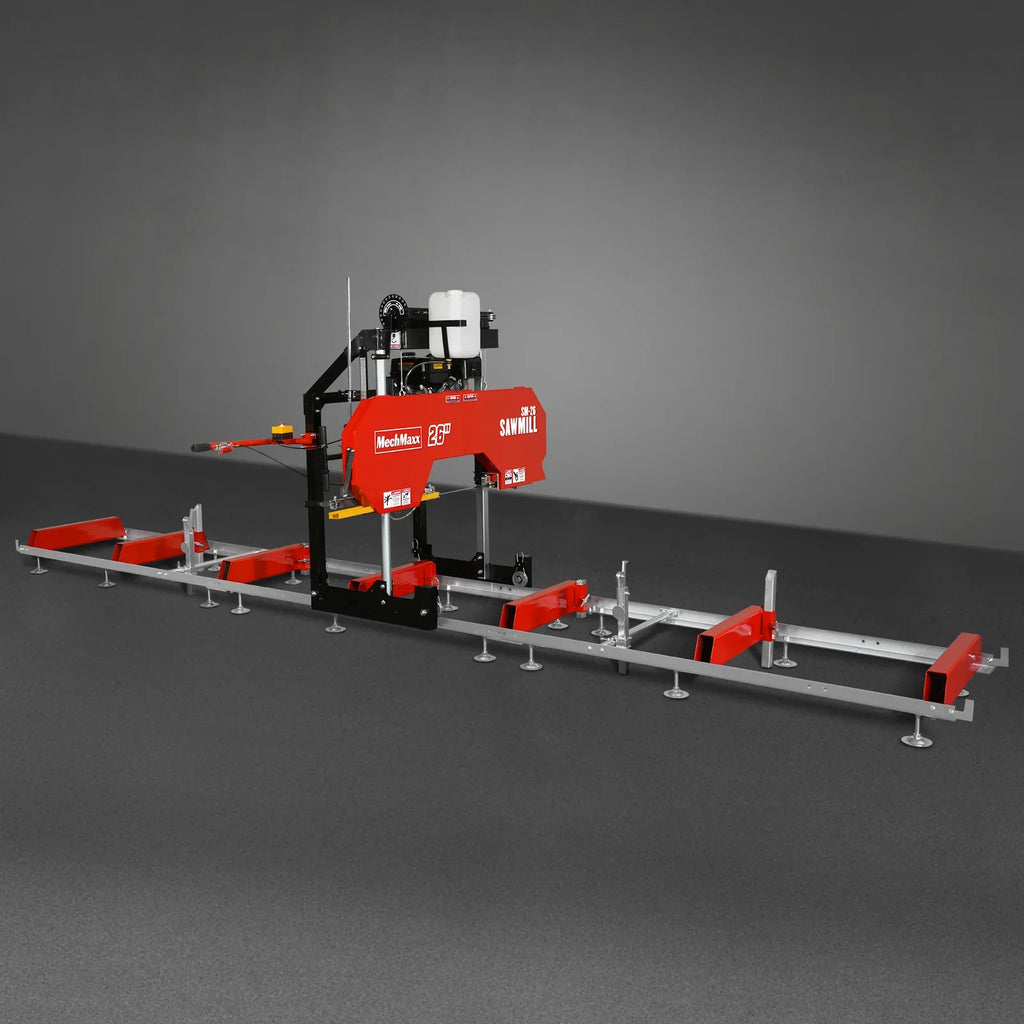 MechMaxx 26" Portable Sawmill, KOHLER CH440 429cc E-Start Gasoline Engine, 20" Board Width, 20' Track Length (13' Track Length + 6.4' Track Extension Included) , SM-26