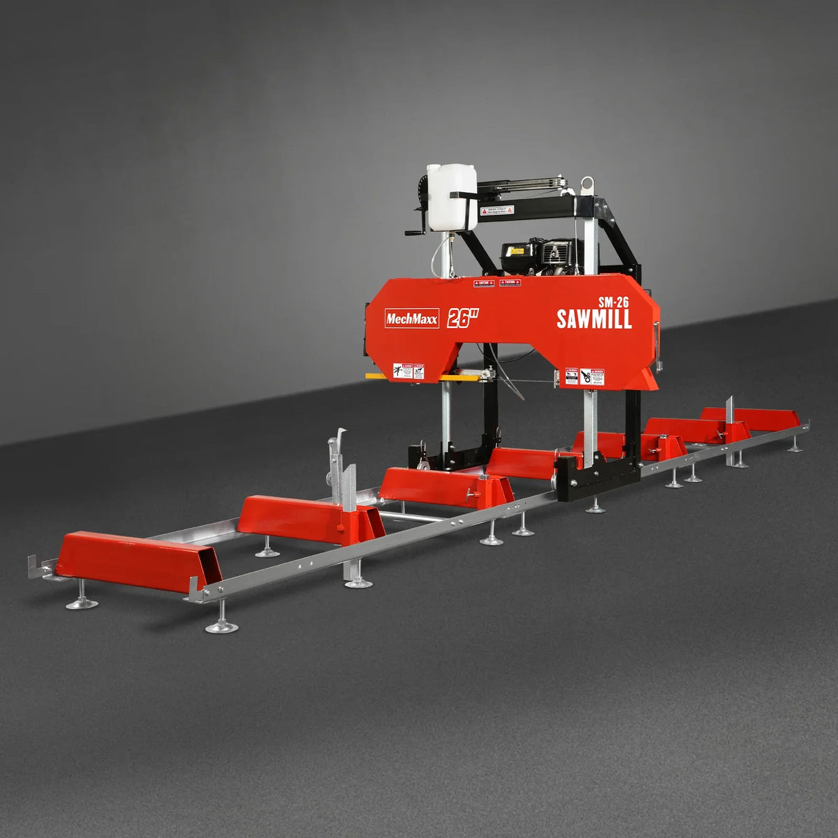 MechMaxx 26" Portable Sawmill, KOHLER CH440 429cc E-Start Gasoline Engine, 20" Board Width, 20' Track Length (13' Track Length + 6.4' Track Extension Included) , SM-26