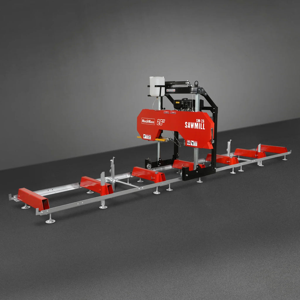MechMaxx 26" Portable Sawmill, KOHLER CH440 429cc E-Start Gasoline Engine, 20" Board Width, 20' Track Length (13' Track Length + 6.4' Track Extension Included) , SM-26