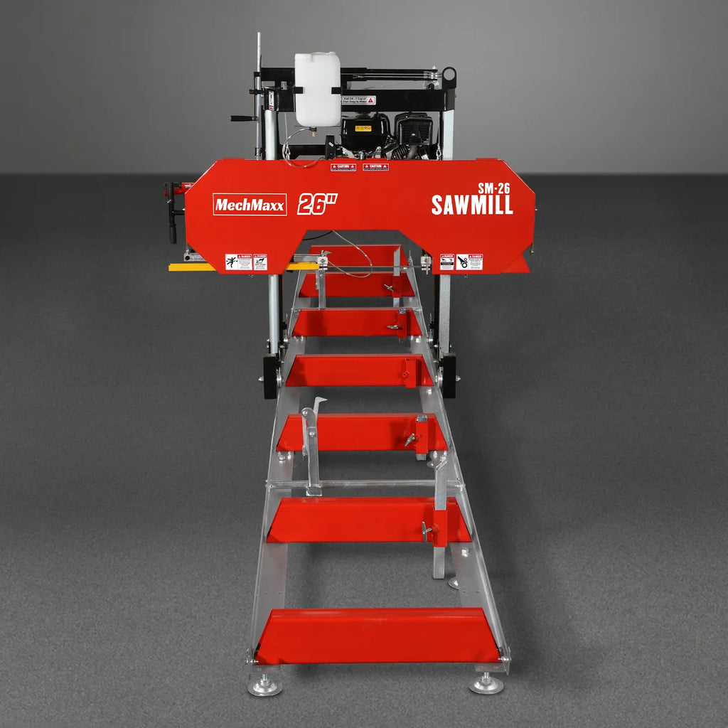 MechMaxx 26" Portable Sawmill, KOHLER CH440 429cc E-Start Gasoline Engine, 20" Board Width, 20' Track Length (13' Track Length + 6.4' Track Extension Included) , SM-26