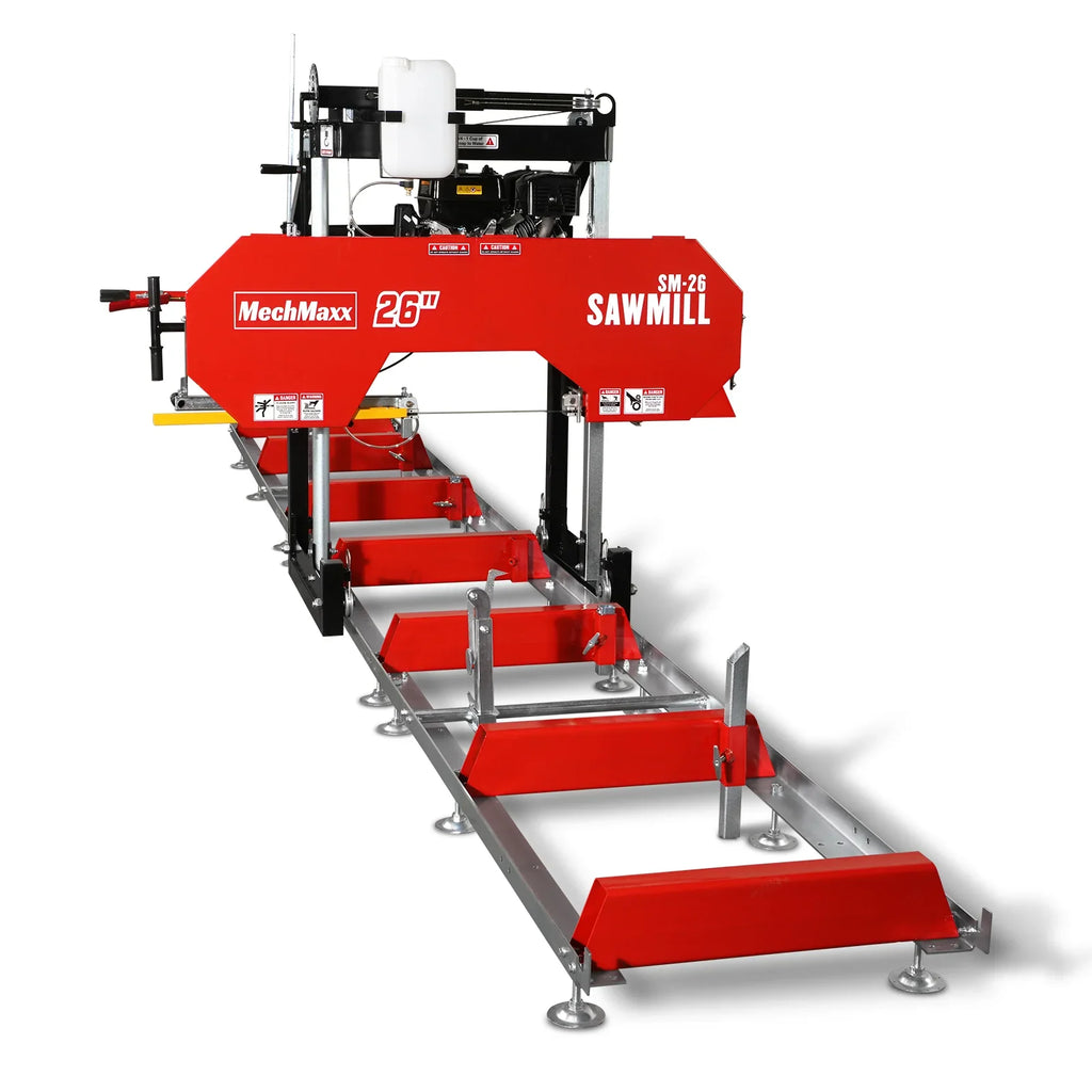 MechMaxx 26" Portable Sawmill, KOHLER CH440 429cc E-Start Gasoline Engine, 20" Board Width, 20' Track Length (13' Track Length + 6.4' Track Extension Included) , SM-26